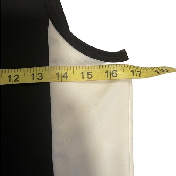 NWT Flex Time Drop Waist DRESS Womens M Black White Sleeveless Mini Stretch - Picture 6 of 9